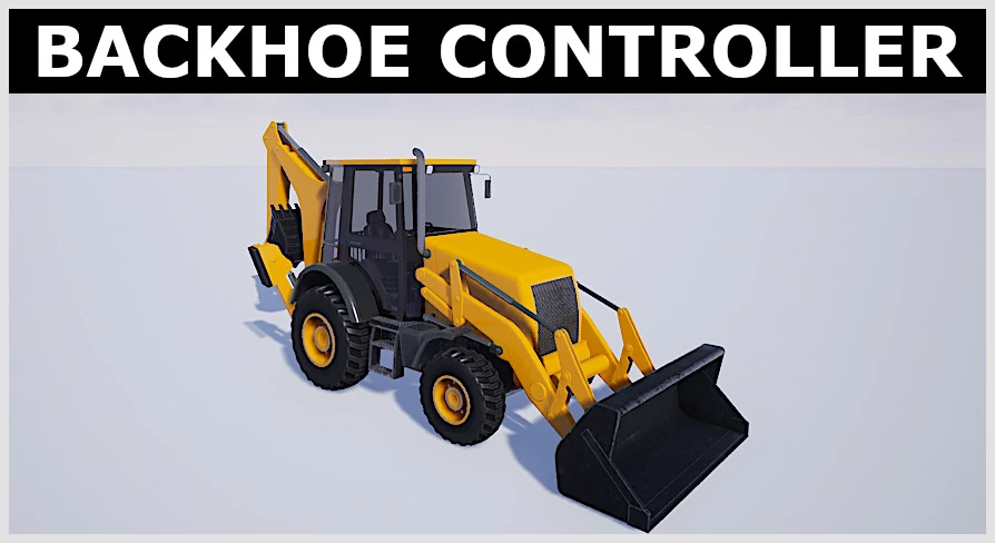 A screenshot of a backhoe taken on Unreal Engine.