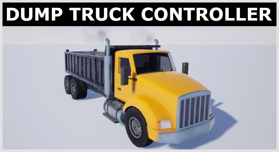 A screenshot of a dump truck taken on Unreal Engine.