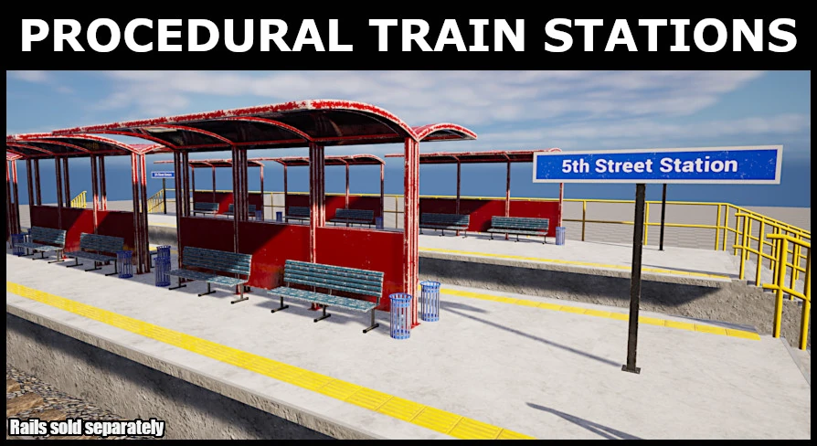 A screenshot of a train station platform taken on Unreal Engine.
