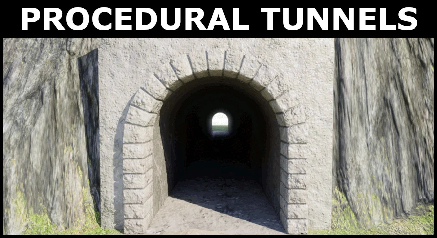 A screenshot of a tunnel entrance taken on Unreal Engine.