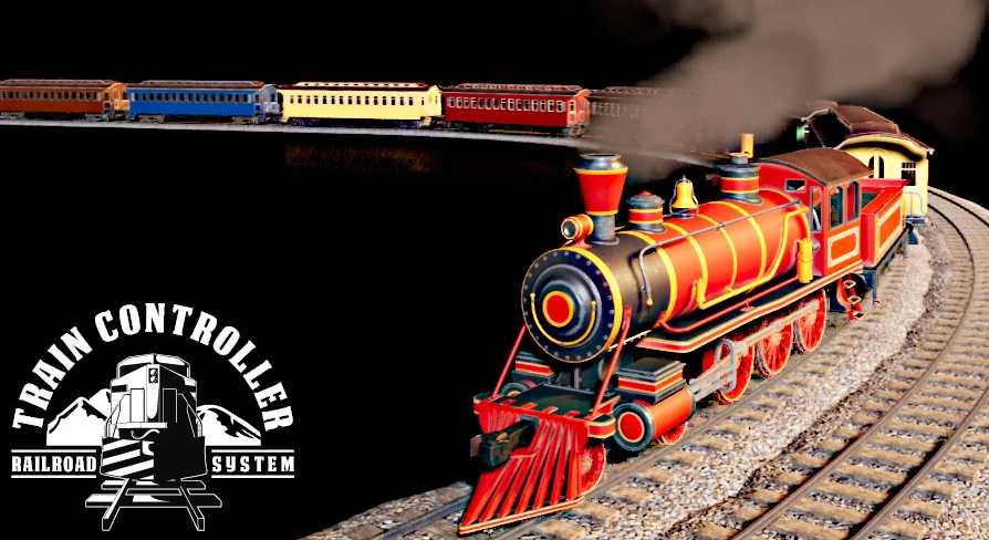 A screenshot of a steam train taken on Unreal Engine.