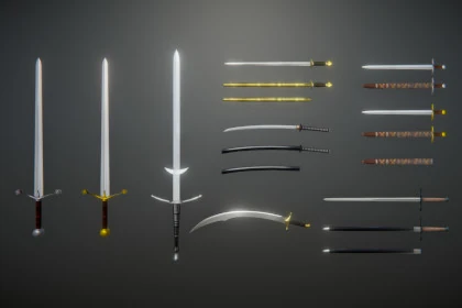 A screenshot of a set of swords taken on Unity 3D.