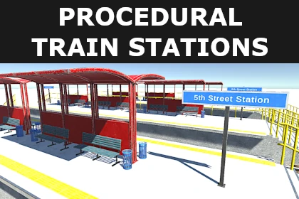 A screenshot of a train station taken on Unity 3D.
